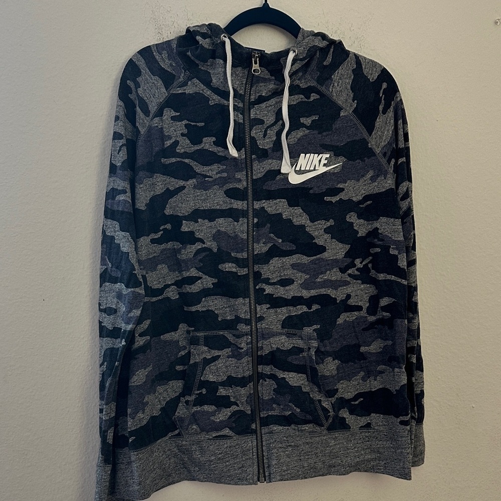 Nike Black and Gray Camo Hoodie